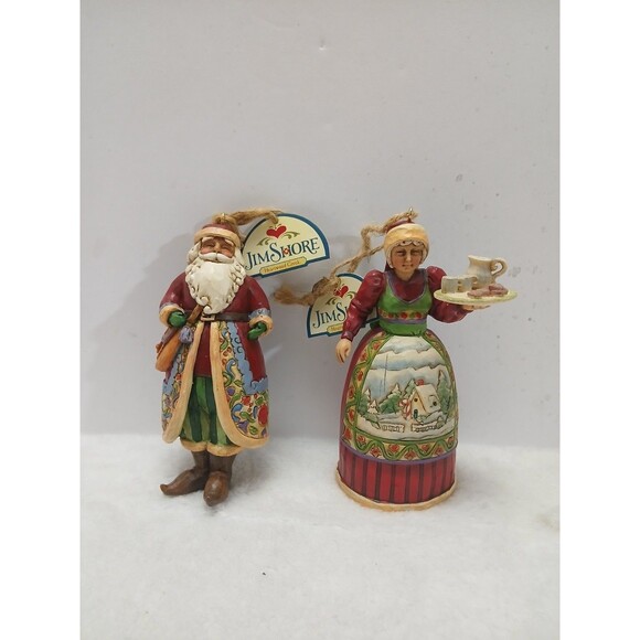 Jim Shore Santa & Mrs. Claus Hanging Christmas Ornament Set 4005769 - Picture 1 of 7